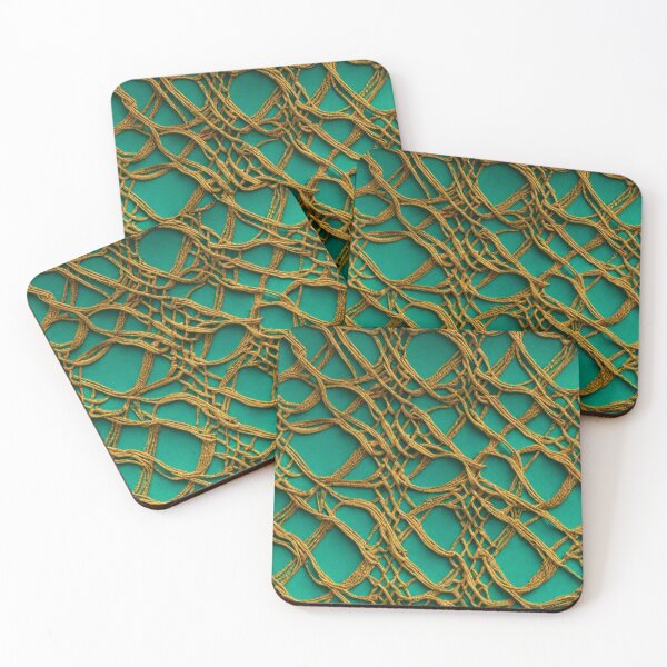 Item preview, Golden Thread net Work Abstract Pattern in Teal Background designed and sold by Md Rashid  Hasan.