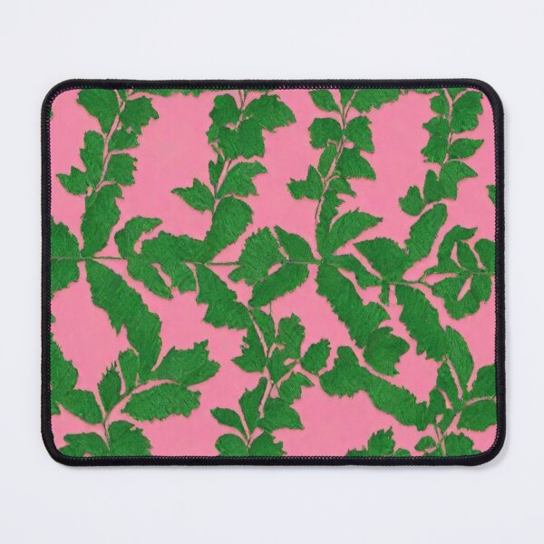 Item preview, Green Thread Work Leaf Pattern in Light Pink Background designed and sold by Md Rashid  Hasan.