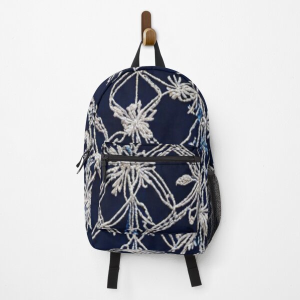 Item preview, White Thread Work floral Pattern in Dark Blue Background designed and sold by Md Rashid  Hasan.