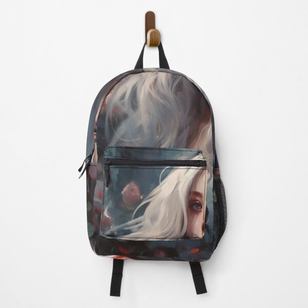 Item preview, Ethereal Elegance: A Silver-Haired Maiden Amidst Roses designed and sold by oanaunciuleanu.