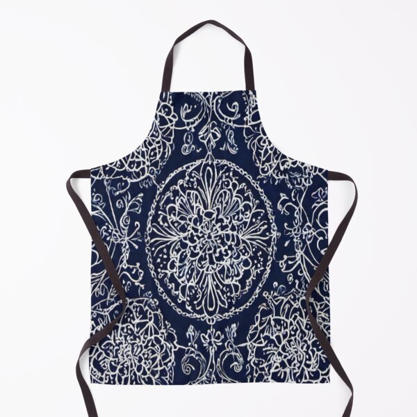 Item preview, White Thread Work Mandala art Pattern in Dark Blue Background designed and sold by Md Rashid Hasan.