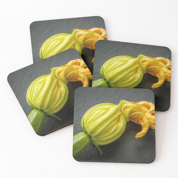 Item preview, Yellow courgette flower on slate background designed and sold by bailey-cooper.