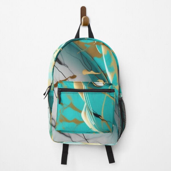 Item preview, Turquoise and white marble with splashes of gold designed and sold by BirdsnStuff.