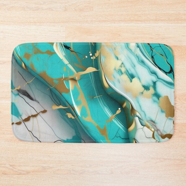 Item preview, Turquoise and white marble with splashes of gold designed and sold by BirdsnStuff.