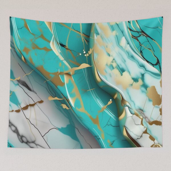 Item preview, Turquoise and white marble with splashes of gold designed and sold by BirdsnStuff.