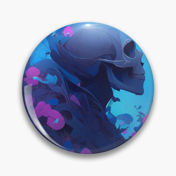 Item preview, "Blue-Purple Floral Skull: Neon Tones, Dark Cyan, Azure Fantasy Vibes." designed and sold by WhiteWolfe0127.