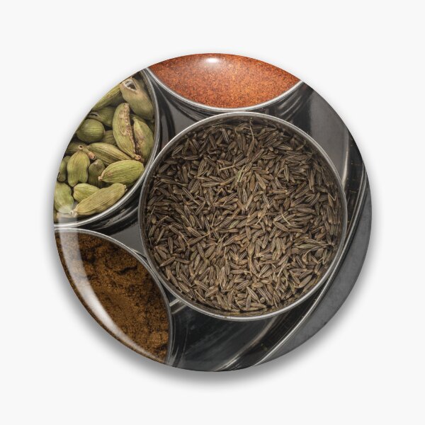 Item preview, Indian Spice Tin (masala dabba), on grey concrete  designed and sold by bailey-cooper.