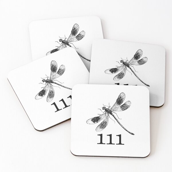 Item preview,  111 Twin Flame Number Dragonfly Classic Black and White Sticker designed and sold by MuditasEyes.