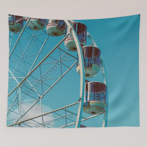 Item preview, Beach Ferris Wheel Booths Under Blue Sky photo designed and sold by SyncopeMars.