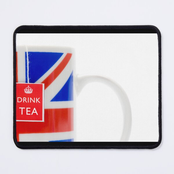 Item preview, Union Jack mug: 'Drink Tea' tab dangling close-up designed and sold by bailey-cooper.