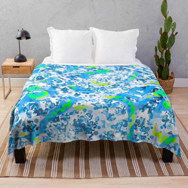 Item preview, Blue pouring paint and colorful dots effect designed and sold by Florvolcanica.