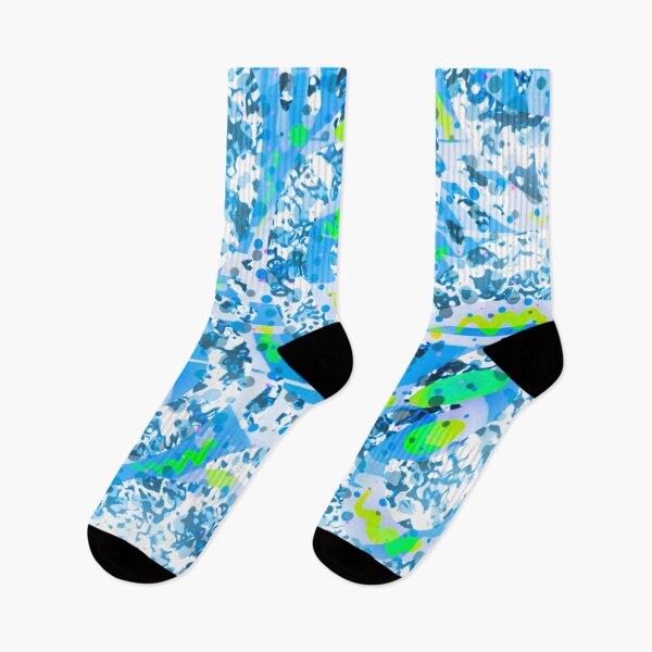 Item preview, Blue pouring paint and colorful dots effect designed and sold by Florvolcanica.