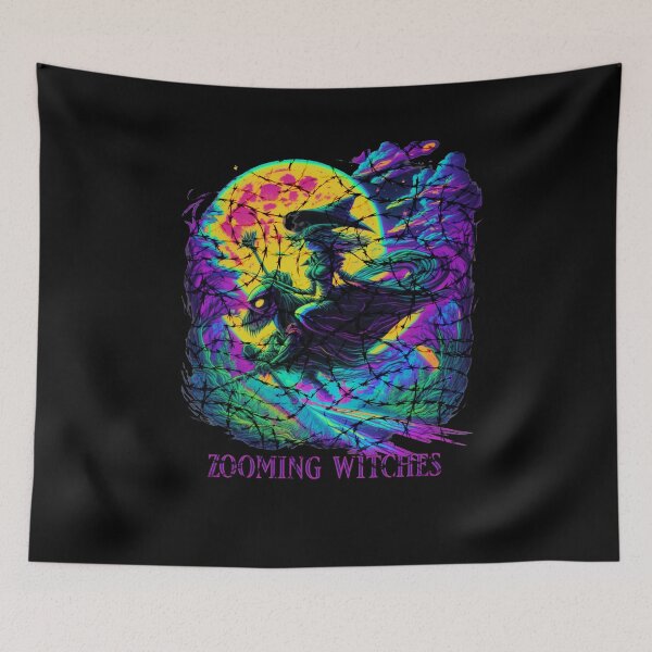 Item preview, Zooming Witches Halloween Scary Horror Monster Witch Broom designed and sold by CarantinedChaos.