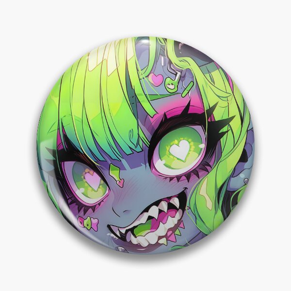 Item preview, Snarling Heart Eyed Demon Anime Girl designed and sold by bubblegoth.