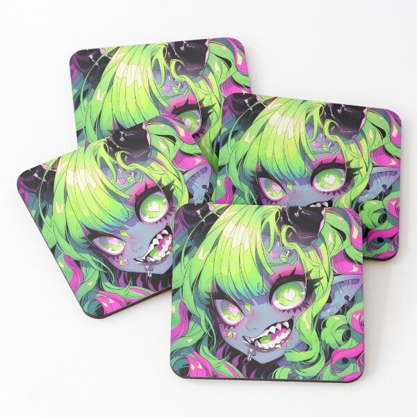 Item preview, Snarling Heart Eyed Demon Anime Girl designed and sold by bubblegoth.