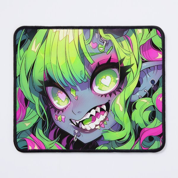 Item preview, Snarling Heart Eyed Demon Anime Girl designed and sold by bubblegoth.