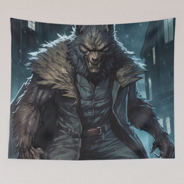 Item preview, "Urban Werewolf: Frostpunk, Cottagepunk, Hyper-Detailed, Indigo and Green." designed and sold by WhiteWolfe0127.