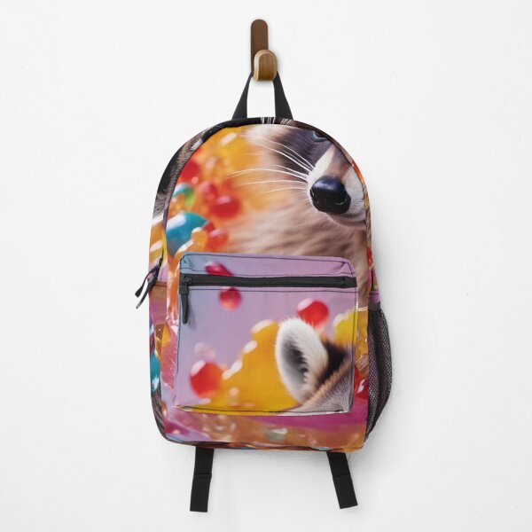 Item preview, Mischievous raccoon surrounded by a colorful feast of candy designed and sold by Girih.