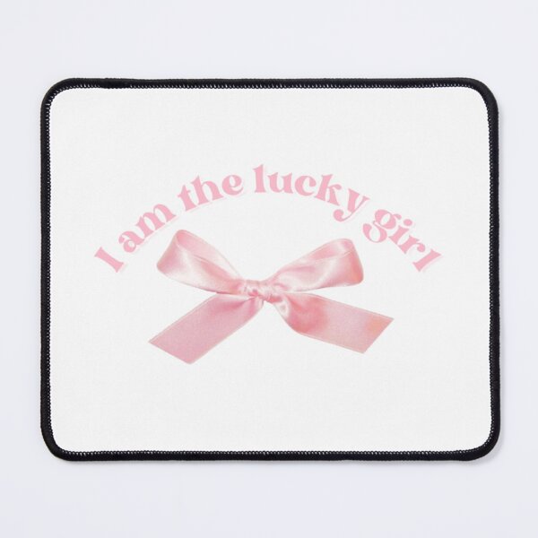 Item preview, I am the lucky girl pink coquette bow affirmations designed and sold by ArtByCelestial.