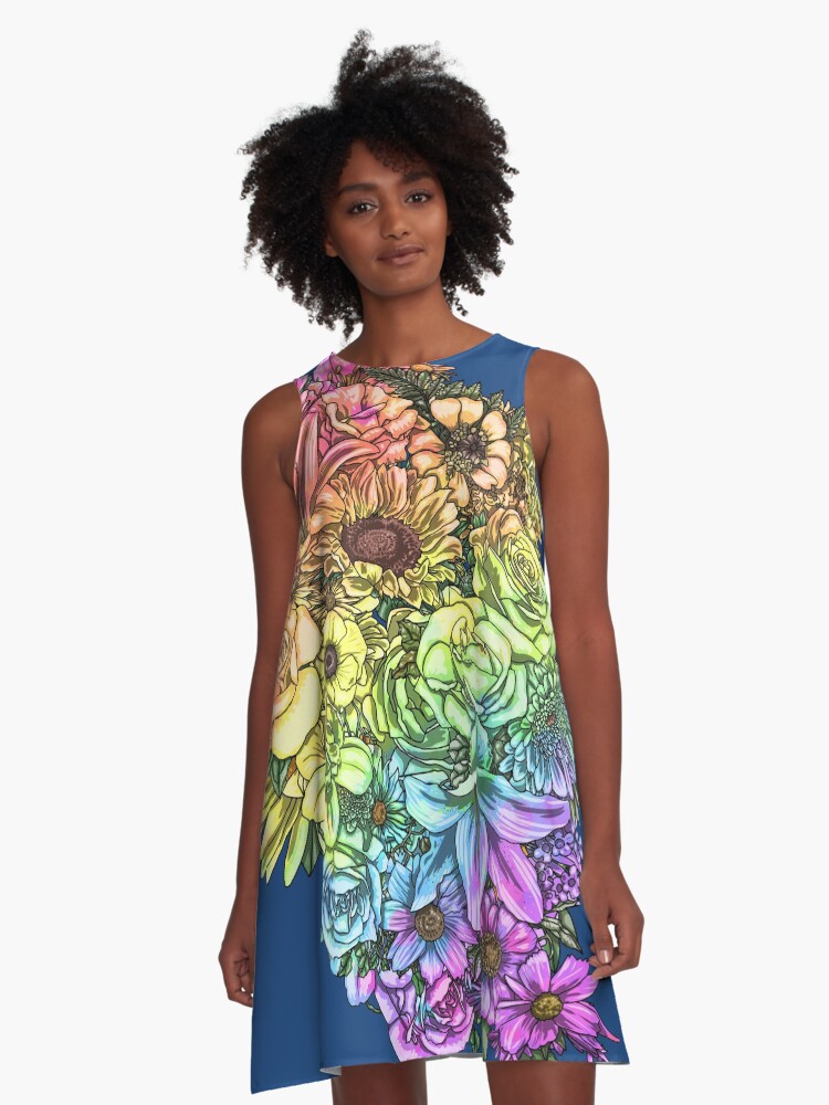 Rainbow flower dress best sale