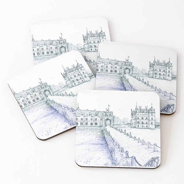 Item preview, Egeskov Castle Drawing, Denmark, Sapphire-green - A Fairytale Escape to Danish Grandeur designed and sold by studioSharonKay.