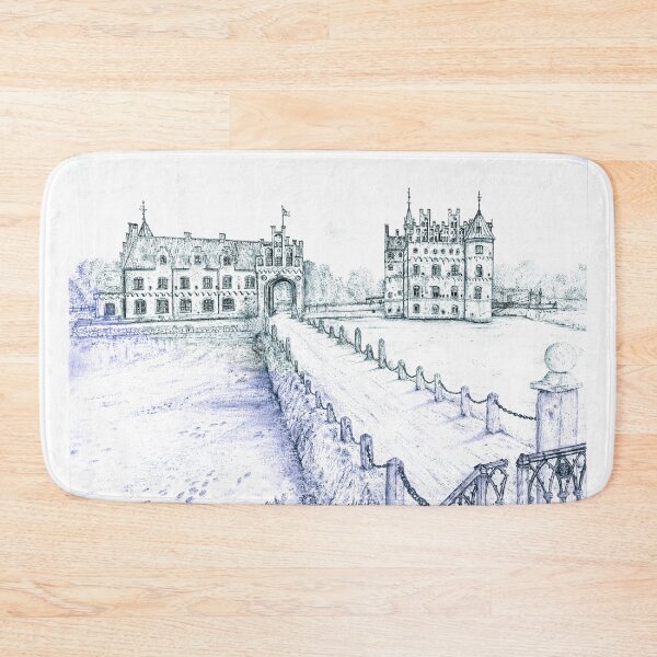 Item preview, Egeskov Castle Drawing, Denmark, Sapphire-green - A Fairytale Escape to Danish Grandeur designed and sold by studioSharonKay.