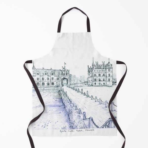 Item preview, Egeskov Castle Drawing, Denmark, Sapphire-green - A Fairytale Escape to Danish Grandeur designed and sold by studioSharonKay.