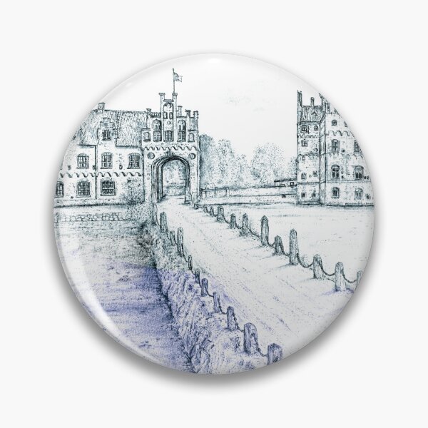 Item preview, Egeskov Castle Drawing, Denmark, Sapphire-green - A Fairytale Escape to Danish Grandeur designed and sold by studioSharonKay.