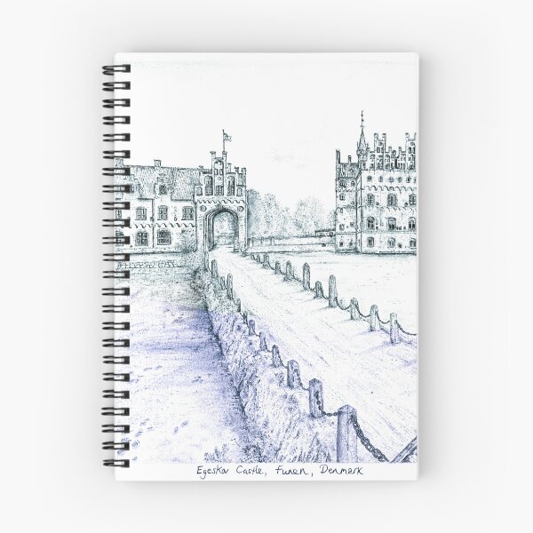 Item preview, Egeskov Castle Drawing, Denmark, Sapphire-green - A Fairytale Escape to Danish Grandeur designed and sold by studioSharonKay.