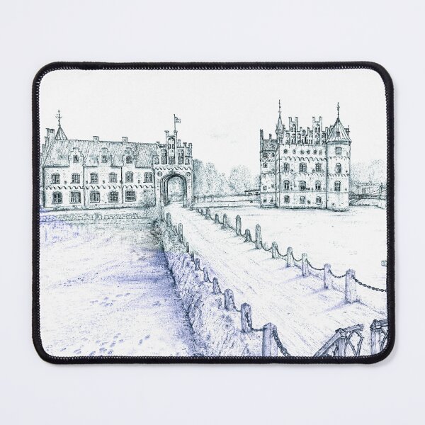 Item preview, Egeskov Castle Drawing, Denmark, Sapphire-green - A Fairytale Escape to Danish Grandeur designed and sold by studioSharonKay.
