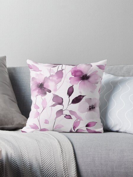 Item preview, Nostalgic Abstract Watercolor Floral Pattern In Pastel Purple Pink designed and sold by artsandsoul.