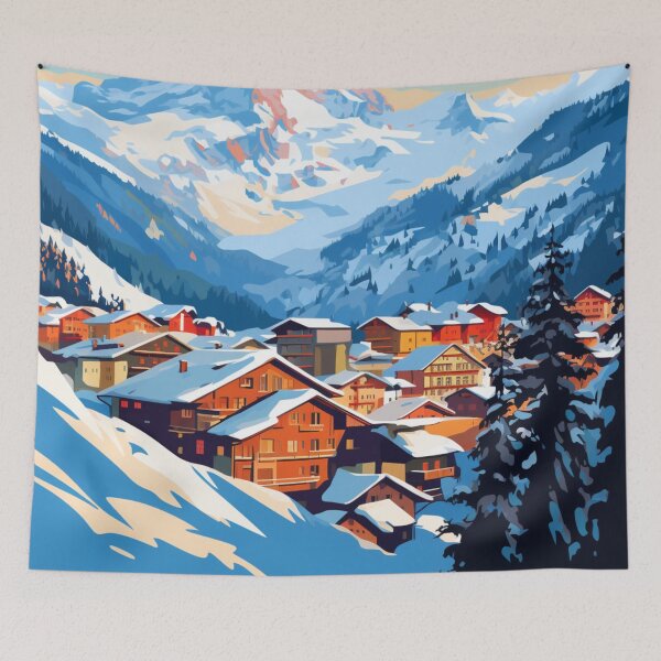 Item preview, A Pop Art Travel Print of Wengen - Switzerland designed and sold by StudioRedKoala.
