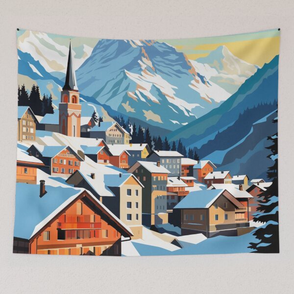 Item preview, A Pop Art Travel Print of Wengen - Switzerland designed and sold by StudioRedKoala.