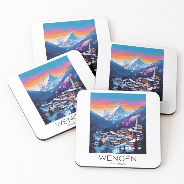 Item preview, A Pop Art Travel Print of Wengen - Switzerland designed and sold by StudioRedKoala.