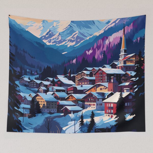 Item preview, A Pop Art Travel Print of Wengen - Switzerland designed and sold by StudioRedKoala.