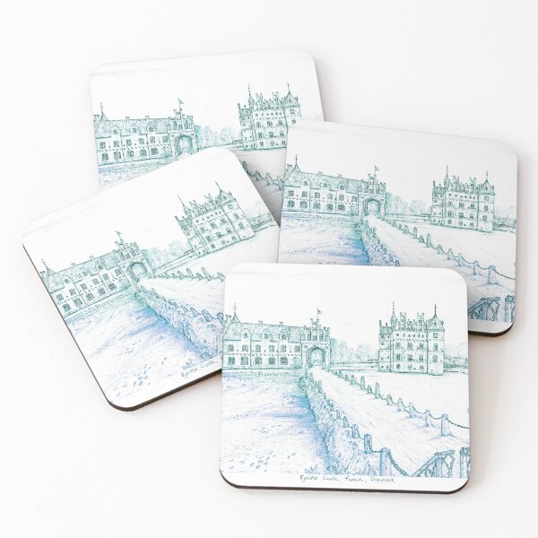 Item preview, Egeskov Castle Drawing, Denmark, Electric Green - A Fairytale Escape to Danish Grandeur designed and sold by studioSharonKay.