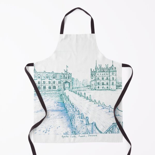 Item preview, Egeskov Castle Drawing, Denmark, Electric Green - A Fairytale Escape to Danish Grandeur designed and sold by studioSharonKay.