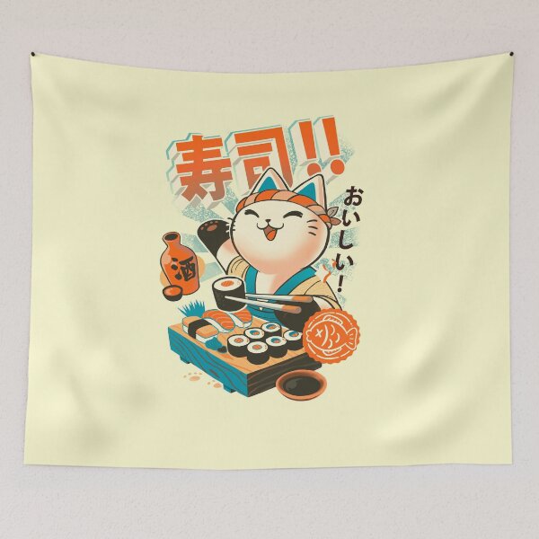 Item preview, Sushi Chef Cat - Funny Restaurant Kitty - Japanese Food designed and sold by BlancaVidal.