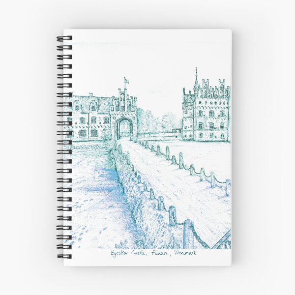 Item preview, Egeskov Castle Drawing, Denmark, Electric Green - A Fairytale Escape to Danish Grandeur designed and sold by studioSharonKay.