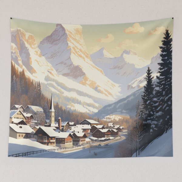 Item preview, A Vintage Travel Illustration of Wengen - Switzerland designed and sold by GoodOldVintage.