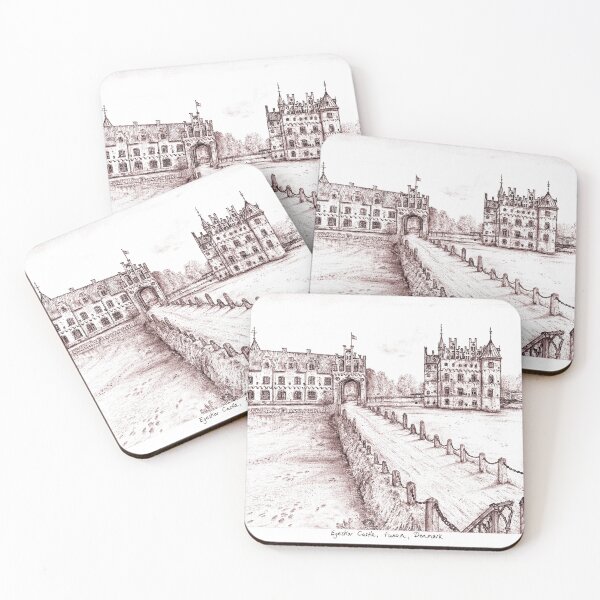 Item preview, Egeskov Castle Drawing, Denmark, Rust - A Fairytale Escape to Danish Grandeur designed and sold by studioSharonKay.