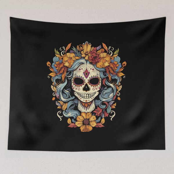 Item preview, Day of Dead mexican sugar skull and flowers designed and sold by LatinoPower.