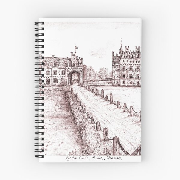 Item preview, Egeskov Castle Drawing, Denmark, Rust - A Fairytale Escape to Danish Grandeur designed and sold by studioSharonKay.