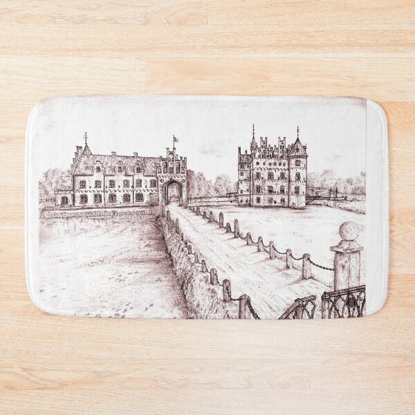 Item preview, Egeskov Castle Drawing, Denmark, Rust - A Fairytale Escape to Danish Grandeur designed and sold by studioSharonKay.