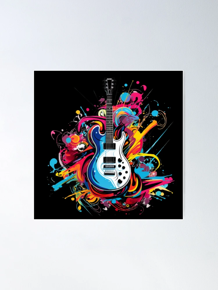 アート・デザイン・音楽 Gustavo GAILLEBOTTE Abstract Modern Wall Art Titled Ibanez Guitar 26 x 40 in
