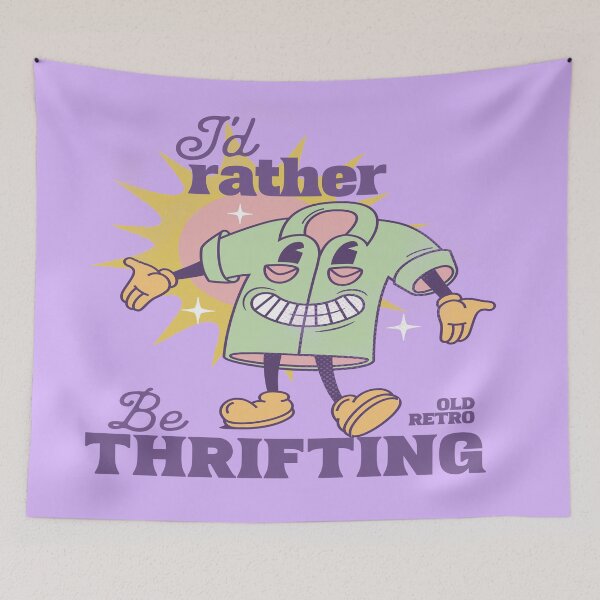 Item preview, I'd rather be thrifting purple old retro shirt mascot vintage shopping thrift store designed and sold by MetalicBabe.