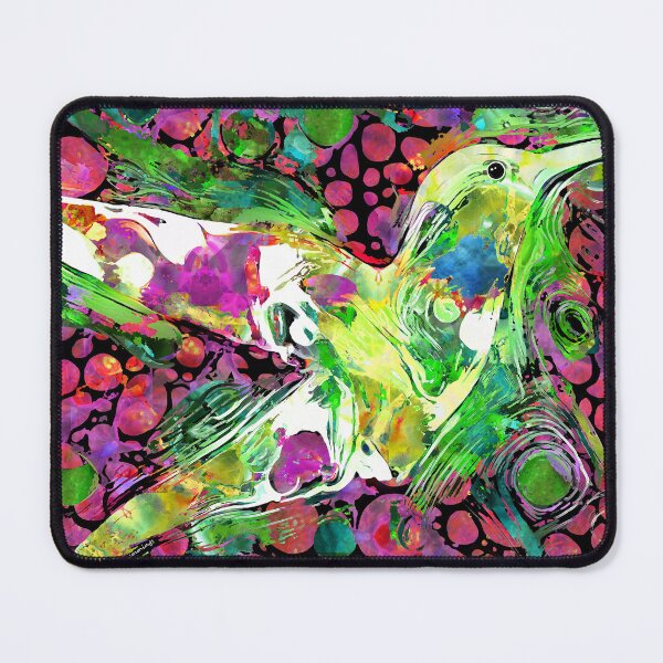 Item preview, Wild Hummingbird Mosaic Green And Pink Bird Art designed and sold by Sharon Cummings Art.
