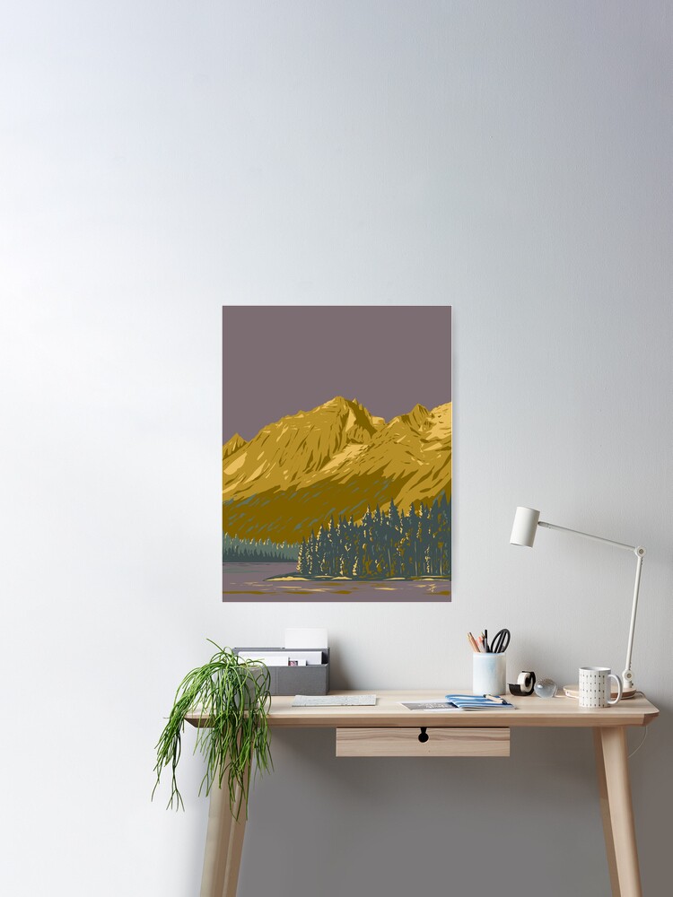 String Lake Mountain Landscape Near Jackson Canvas Wall Art