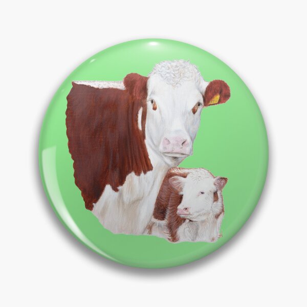 Item preview, Hereford Cow with Calf Painting (green) designed and sold by SandraWarmerdam.