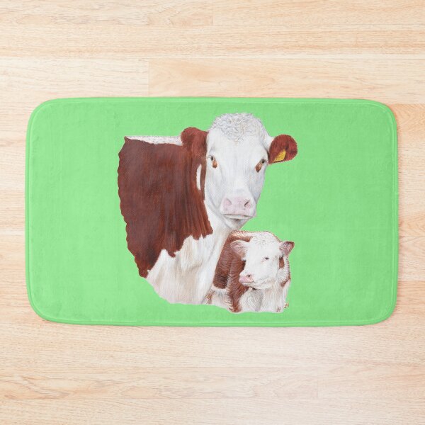 Item preview, Hereford Cow with Calf Painting (green) designed and sold by SandraWarmerdam.